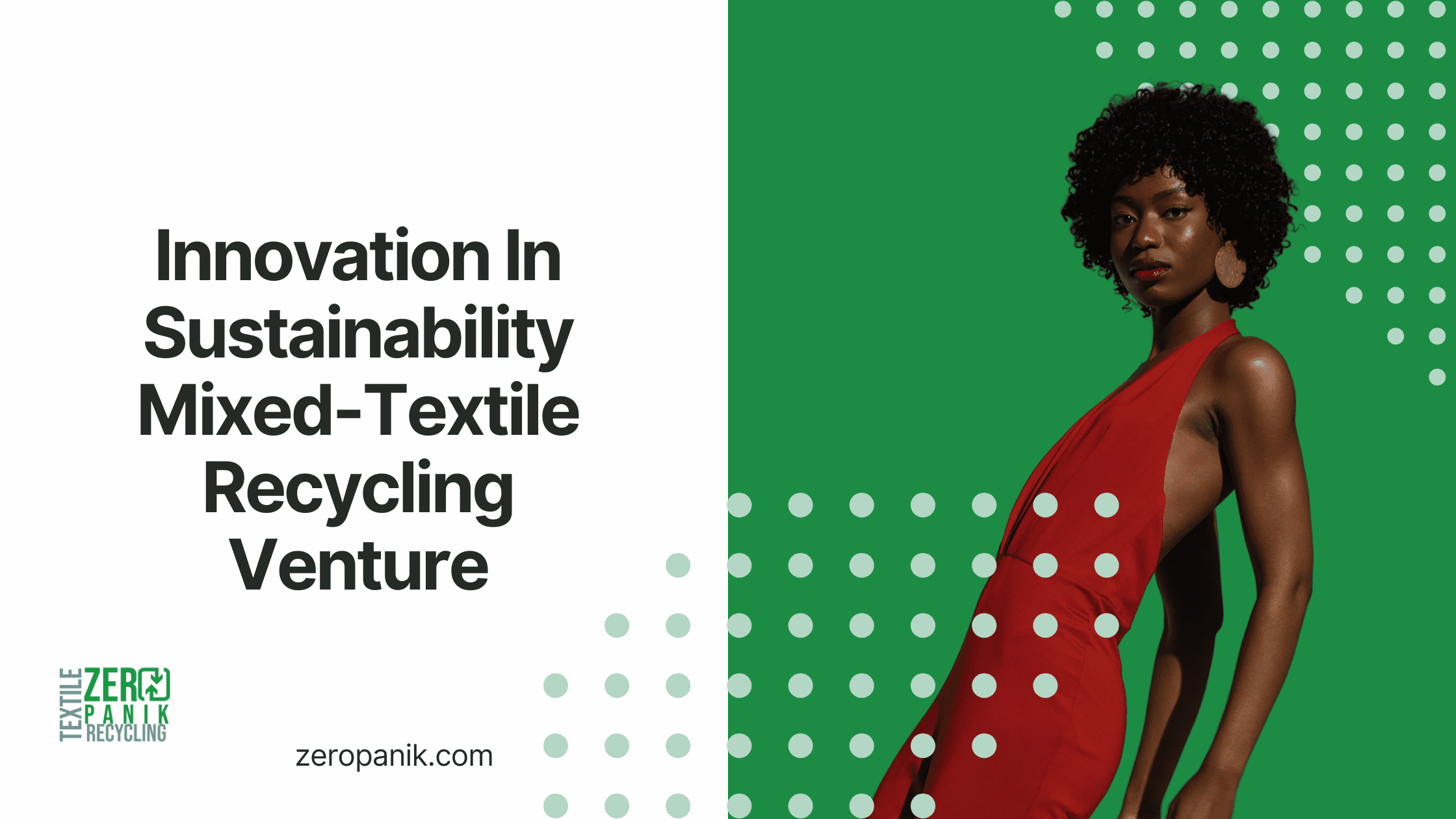 white and green background with image of a black woman. Innovation In sustainability Stella McCartney To Pilot Mixed-Textile Recycling Venture