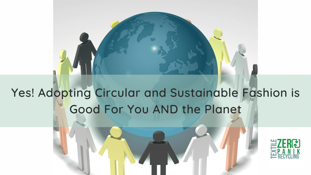 graphic of people standing holding hands around the earth. Yes! Adopting Circular and Sustainable Fashion is Good For You AND the Planet